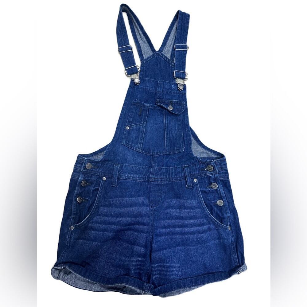 L.E.I. Dark Wash Denim Overall Shorts Size S - Picture 1 of 8